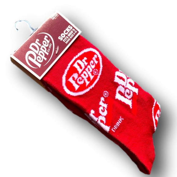 3/$20 Dr. Pepper Retro Soda Logo Funny Novelty Crew Socks - NWT - Picture 3 of 3